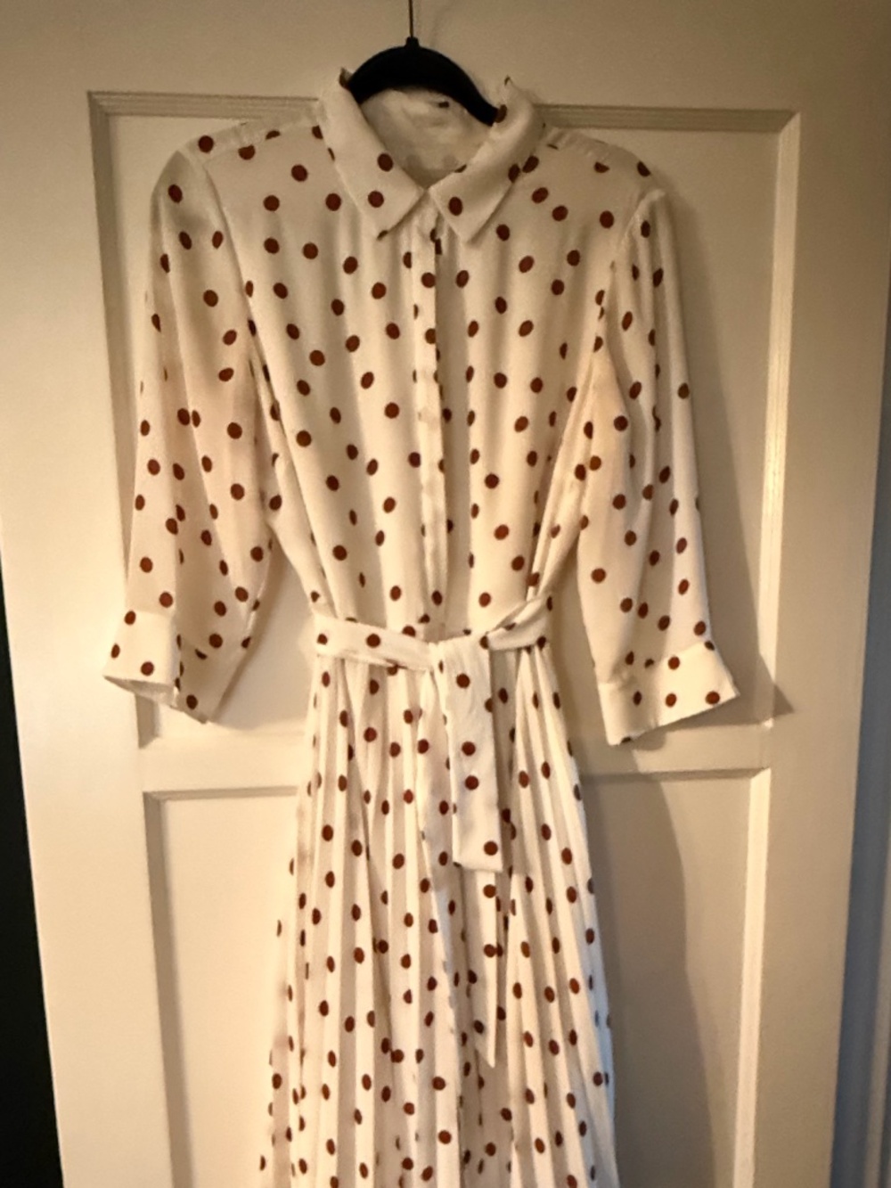Hobbs Francesca Ivory Brown Polka Dot Dress